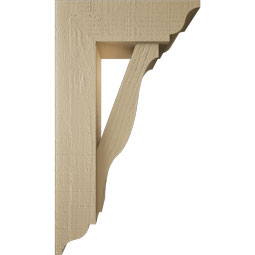 Ekena Millwork - BKTUR0554X16X28FST01RCPR - Timberthane Faux Wood Funston Style Bracket w/ Offset Brace, Traditional Ends, 5 1/2"W x 16"D x 28"H, Primed Tan