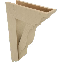 Ekena Millwork - BKTUR0554X16X28FST01RCPR - Timberthane Faux Wood Funston Style Bracket w/ Offset Brace, Traditional Ends, 5 1/2"W x 16"D x 28"H, Primed Tan