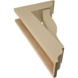 Ekena Millwork - BKTUR0554X16X28FST01RCPR - Timberthane Faux Wood Funston Style Bracket w/ Offset Brace, Traditional Ends, 5 1/2"W x 16"D x 28"H, Primed Tan