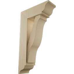 Ekena Millwork - BKTUR0554X16X28FST01RCPR - Timberthane Faux Wood Funston Style Bracket w/ Offset Brace, Traditional Ends, 5 1/2"W x 16"D x 28"H, Primed Tan
