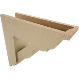 Ekena Millwork - BKTUR0554X18X18FST01RCPR - Timberthane Faux Wood Funston Style Bracket w/ Offset Brace, Traditional Ends, 5 1/2"W x 18"D x 18"H, Primed Tan