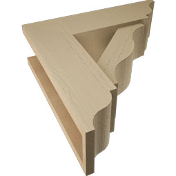 Ekena Millwork - BKTUR0554X18X18FST01RCPR - Timberthane Faux Wood Funston Style Bracket w/ Offset Brace, Traditional Ends, 5 1/2"W x 18"D x 18"H, Primed Tan