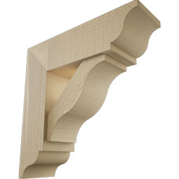 Ekena Millwork - BKTUR0554X18X18FST01RCPR - Timberthane Faux Wood Funston Style Bracket w/ Offset Brace, Traditional Ends, 5 1/2"W x 18"D x 18"H, Primed Tan