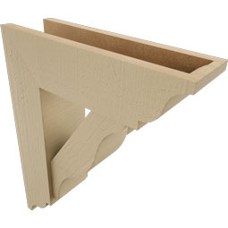 Ekena Millwork - BKTUR0554X18X22FST01RCPR - Timberthane Faux Wood Funston Style Bracket w/ Offset Brace, Traditional Ends, 5 1/2"W x 18"D x 22"H, Primed Tan