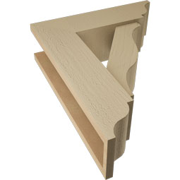 Ekena Millwork - BKTUR0554X18X22FST01RCPR - Timberthane Faux Wood Funston Style Bracket w/ Offset Brace, Traditional Ends, 5 1/2"W x 18"D x 22"H, Primed Tan