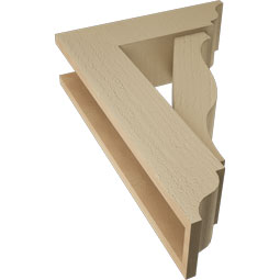 Ekena Millwork - BKTUR0554X18X26FST01RCPR - Timberthane Faux Wood Funston Style Bracket w/ Offset Brace, Traditional Ends, 5 1/2"W x 18"D x 26"H, Primed Tan