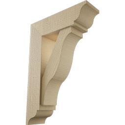 Ekena Millwork - BKTUR0554X18X26FST01RCPR - Timberthane Faux Wood Funston Style Bracket w/ Offset Brace, Traditional Ends, 5 1/2"W x 18"D x 26"H, Primed Tan