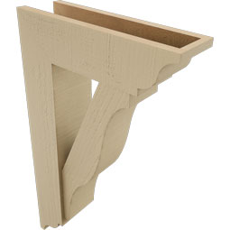 Ekena Millwork - BKTUR0554X18X30FST01RCPR - Timberthane Faux Wood Funston Style Bracket w/ Offset Brace, Traditional Ends, 5 1/2"W x 18"D x 30"H, Primed Tan