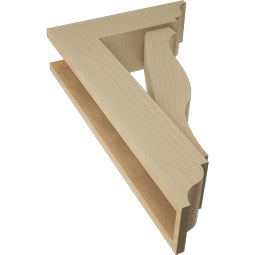 Ekena Millwork - BKTUR0554X18X30FST01RCPR - Timberthane Faux Wood Funston Style Bracket w/ Offset Brace, Traditional Ends, 5 1/2"W x 18"D x 30"H, Primed Tan