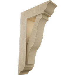 Ekena Millwork - BKTUR0554X18X30FST01RCPR - Timberthane Faux Wood Funston Style Bracket w/ Offset Brace, Traditional Ends, 5 1/2"W x 18"D x 30"H, Primed Tan