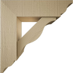 Ekena Millwork - BKTUR0554X20X20FST01RCPR - Timberthane Faux Wood Funston Style Bracket w/ Offset Brace, Traditional Ends, 5 1/2"W x 20"D x 20"H, Primed Tan