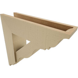 Ekena Millwork - BKTUR0554X20X20FST01RCPR - Timberthane Faux Wood Funston Style Bracket w/ Offset Brace, Traditional Ends, 5 1/2"W x 20"D x 20"H, Primed Tan