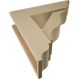 Ekena Millwork - BKTUR0554X20X20FST01RCPR - Timberthane Faux Wood Funston Style Bracket w/ Offset Brace, Traditional Ends, 5 1/2"W x 20"D x 20"H, Primed Tan