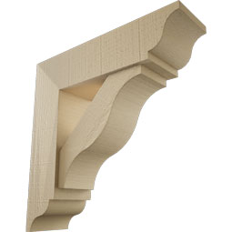 Ekena Millwork - BKTUR0554X20X20FST01RCPR - Timberthane Faux Wood Funston Style Bracket w/ Offset Brace, Traditional Ends, 5 1/2"W x 20"D x 20"H, Primed Tan