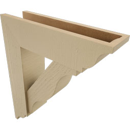 Ekena Millwork - BKTUR0554X20X24FST01RCPR - Timberthane Faux Wood Funston Style Bracket w/ Offset Brace, Traditional Ends, 5 1/2"W x 20"D x 24"H, Primed Tan
