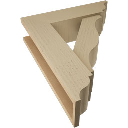 Ekena Millwork - BKTUR0554X20X24FST01RCPR - Timberthane Faux Wood Funston Style Bracket w/ Offset Brace, Traditional Ends, 5 1/2"W x 20"D x 24"H, Primed Tan