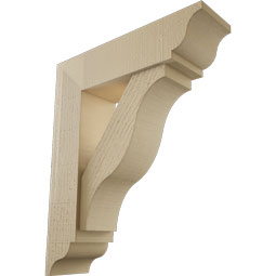 Ekena Millwork - BKTUR0554X20X24FST01RCPR - Timberthane Faux Wood Funston Style Bracket w/ Offset Brace, Traditional Ends, 5 1/2"W x 20"D x 24"H, Primed Tan