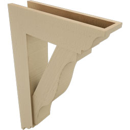 Ekena Millwork - BKTUR0554X20X32FST01RCPR - Timberthane Faux Wood Funston Style Bracket w/ Offset Brace, Traditional Ends, 5 1/2"W x 20"D x 32"H, Primed Tan
