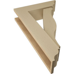 Ekena Millwork - BKTUR0554X20X32FST01RCPR - Timberthane Faux Wood Funston Style Bracket w/ Offset Brace, Traditional Ends, 5 1/2"W x 20"D x 32"H, Primed Tan
