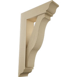 Ekena Millwork - BKTUR0554X20X32FST01RCPR - Timberthane Faux Wood Funston Style Bracket w/ Offset Brace, Traditional Ends, 5 1/2"W x 20"D x 32"H, Primed Tan