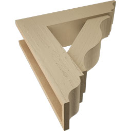 Ekena Millwork - BKTUR0554X22X22FST01RCPR - Timberthane Faux Wood Funston Style Bracket w/ Offset Brace, Traditional Ends, 5 1/2"W x 22"D x 22"H, Primed Tan