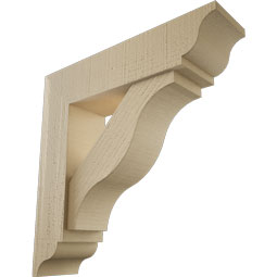 Ekena Millwork - BKTUR0554X22X22FST01RCPR - Timberthane Faux Wood Funston Style Bracket w/ Offset Brace, Traditional Ends, 5 1/2"W x 22"D x 22"H, Primed Tan