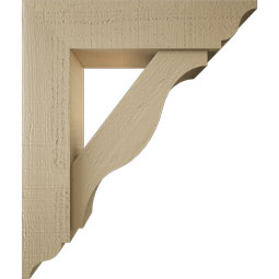 Ekena Millwork - BKTUR0554X22X26FST01RCPR - Timberthane Faux Wood Funston Style Bracket w/ Offset Brace, Traditional Ends, 5 1/2"W x 22"D x 26"H, Primed Tan