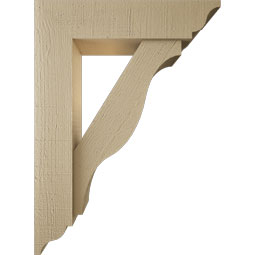 Ekena Millwork - BKTUR0554X22X30FST01RCPR - Timberthane Faux Wood Funston Style Bracket w/ Offset Brace, Traditional Ends, 5 1/2"W x 22"D x 30"H, Primed Tan