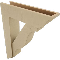 Ekena Millwork - BKTUR0554X22X30FST01RCPR - Timberthane Faux Wood Funston Style Bracket w/ Offset Brace, Traditional Ends, 5 1/2"W x 22"D x 30"H, Primed Tan