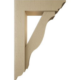 Ekena Millwork - BKTUR0554X22X34FST01RCPR - Timberthane Faux Wood Funston Style Bracket w/ Offset Brace, Traditional Ends, 5 1/2"W x 22"D x 34"H, Primed Tan