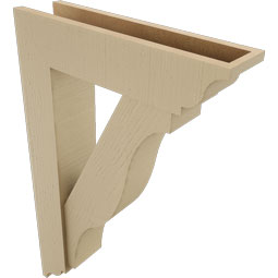 Ekena Millwork - BKTUR0554X22X34FST01RCPR - Timberthane Faux Wood Funston Style Bracket w/ Offset Brace, Traditional Ends, 5 1/2"W x 22"D x 34"H, Primed Tan