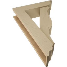 Ekena Millwork - BKTUR0554X22X34FST01RCPR - Timberthane Faux Wood Funston Style Bracket w/ Offset Brace, Traditional Ends, 5 1/2"W x 22"D x 34"H, Primed Tan