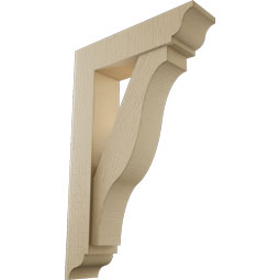 Ekena Millwork - BKTUR0554X22X34FST01RCPR - Timberthane Faux Wood Funston Style Bracket w/ Offset Brace, Traditional Ends, 5 1/2"W x 22"D x 34"H, Primed Tan