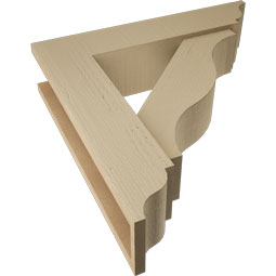 Ekena Millwork - BKTUR0554X24X24FST01RCPR - Timberthane Faux Wood Funston Style Bracket w/ Offset Brace, Traditional Ends, 5 1/2"W x 24"D x 24"H, Primed Tan