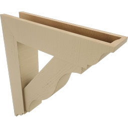 Ekena Millwork - BKTUR0554X24X28FST01RCPR - Timberthane Faux Wood Funston Style Bracket w/ Offset Brace, Traditional Ends, 5 1/2"W x 24"D x 28"H, Primed Tan