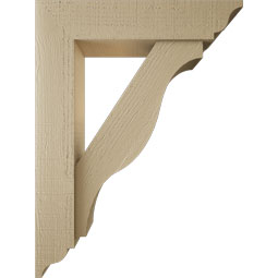Ekena Millwork - BKTUR0554X24X32FST01RCPR - Timberthane Faux Wood Funston Style Bracket w/ Offset Brace, Traditional Ends, 5 1/2"W x 24"D x 32"H, Primed Tan