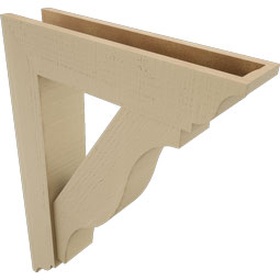 Ekena Millwork - BKTUR0554X24X32FST01RCPR - Timberthane Faux Wood Funston Style Bracket w/ Offset Brace, Traditional Ends, 5 1/2"W x 24"D x 32"H, Primed Tan