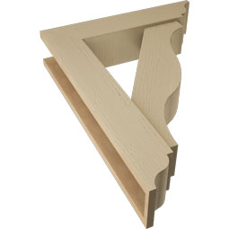Ekena Millwork - BKTUR0554X24X32FST01RCPR - Timberthane Faux Wood Funston Style Bracket w/ Offset Brace, Traditional Ends, 5 1/2"W x 24"D x 32"H, Primed Tan