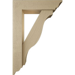 Ekena Millwork - BKTUR0554X24X36FST01RCPR - Timberthane Faux Wood Funston Style Bracket w/ Offset Brace, Traditional Ends, 5 1/2"W x 24"D x 36"H, Primed Tan