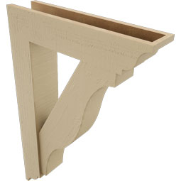 Ekena Millwork - BKTUR0554X24X36FST01RCPR - Timberthane Faux Wood Funston Style Bracket w/ Offset Brace, Traditional Ends, 5 1/2"W x 24"D x 36"H, Primed Tan