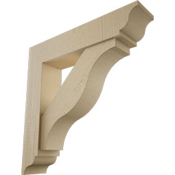 Ekena Millwork - BKTUR0554X26X26FST01RCPR - Timberthane Faux Wood Funston Style Bracket w/ Offset Brace, Traditional Ends, 5 1/2"W x 26"D x 26"H, Primed Tan
