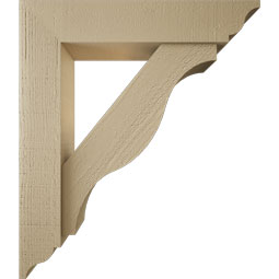 Ekena Millwork - BKTUR0554X26X30FST01RCPR - Timberthane Faux Wood Funston Style Bracket w/ Offset Brace, Traditional Ends, 5 1/2"W x 26"D x 30"H, Primed Tan