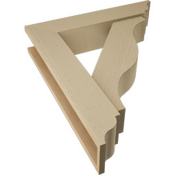 Ekena Millwork - BKTUR0554X26X30FST01RCPR - Timberthane Faux Wood Funston Style Bracket w/ Offset Brace, Traditional Ends, 5 1/2"W x 26"D x 30"H, Primed Tan
