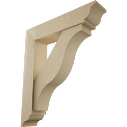 Ekena Millwork - BKTUR0554X26X30FST01RCPR - Timberthane Faux Wood Funston Style Bracket w/ Offset Brace, Traditional Ends, 5 1/2"W x 26"D x 30"H, Primed Tan