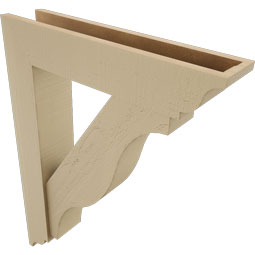 Ekena Millwork - BKTUR0554X26X34FST01RCPR - Timberthane Faux Wood Funston Style Bracket w/ Offset Brace, Traditional Ends, 5 1/2"W x 26"D x 34"H, Primed Tan