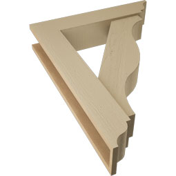 Ekena Millwork - BKTUR0554X26X34FST01RCPR - Timberthane Faux Wood Funston Style Bracket w/ Offset Brace, Traditional Ends, 5 1/2"W x 26"D x 34"H, Primed Tan