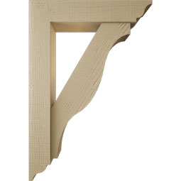 Ekena Millwork - BKTUR0554X26X38FST01RCPR - Timberthane Faux Wood Funston Style Bracket w/ Offset Brace, Traditional Ends, 5 1/2"W x 26"D x 38"H, Primed Tan