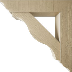 Ekena Millwork - BKTUR0554X28X28FST01RCPR - Timberthane Faux Wood Funston Style Bracket w/ Offset Brace, Traditional Ends, 5 1/2"W x 28"D x 28"H, Primed Tan