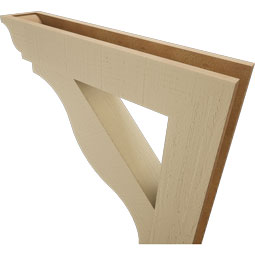 Ekena Millwork - BKTUR0554X28X28FST01RCPR - Timberthane Faux Wood Funston Style Bracket w/ Offset Brace, Traditional Ends, 5 1/2"W x 28"D x 28"H, Primed Tan