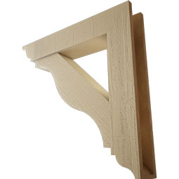 Ekena Millwork - BKTUR0554X28X28FST01RCPR - Timberthane Faux Wood Funston Style Bracket w/ Offset Brace, Traditional Ends, 5 1/2"W x 28"D x 28"H, Primed Tan